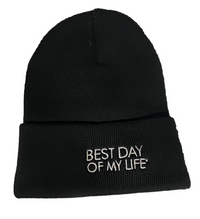Thumbnail for black beanie embroidered with best day of my life